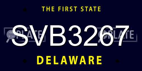 SVB3267 Delaware License Plate
