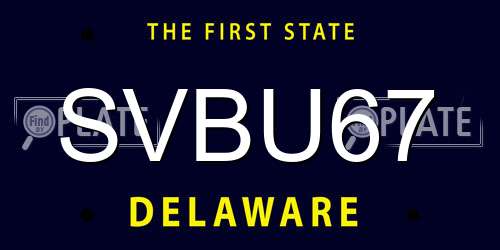 SVBU67 Delaware License Plate