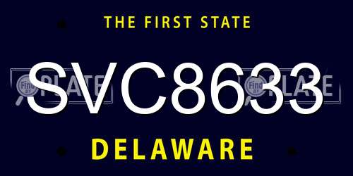 SVC8633 Delaware License Plate