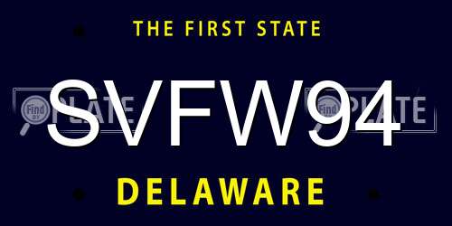 SVFW94 Delaware License Plate