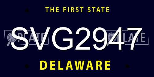 SVG2947 Delaware License Plate
