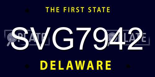 SVG7942 Delaware License Plate