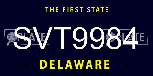 SVT9984 Delaware License Plate