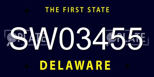 SW03455 Delaware License Plate
