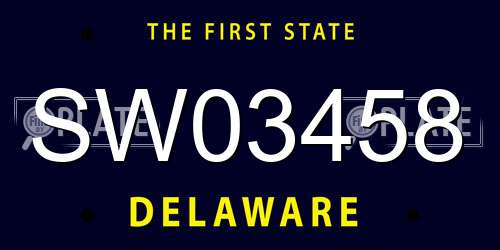 SW03458 Delaware License Plate