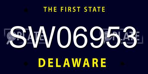 SW06953 Delaware License Plate