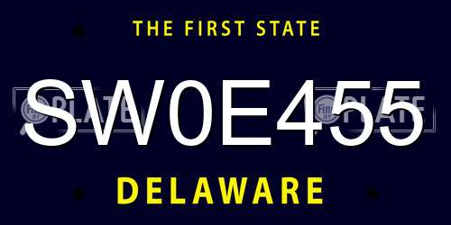 SW0E455 Delaware License Plate