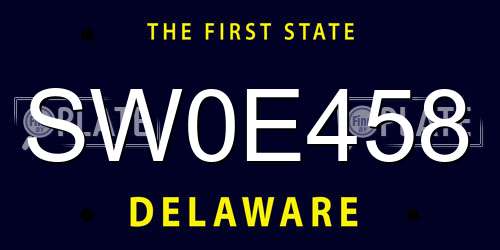 SW0E458 Delaware License Plate