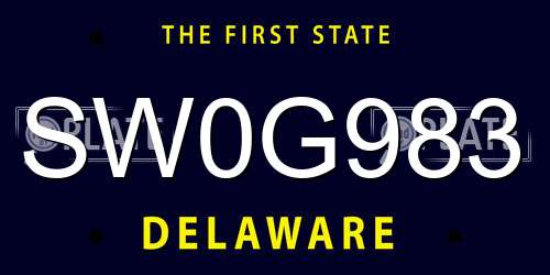 SW0G983 Delaware License Plate