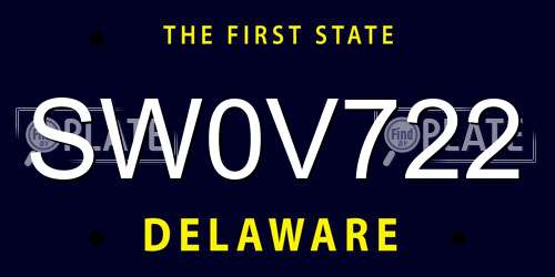 SW0V722 Delaware License Plate