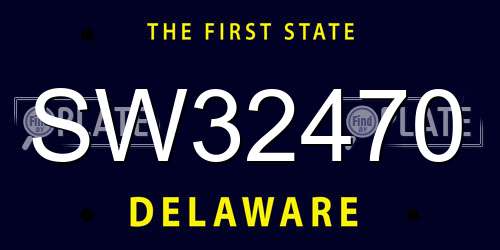 SW32470 Delaware License Plate