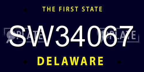 SW34067 Delaware License Plate