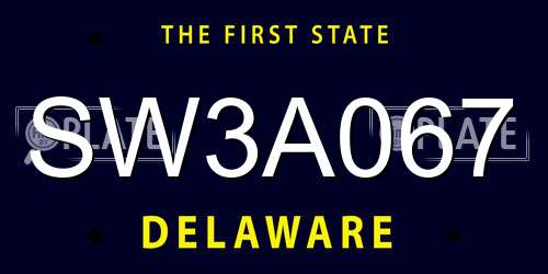 SW3A067 Delaware License Plate