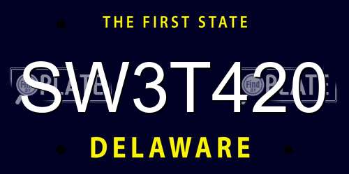 SW3T420 Delaware License Plate
