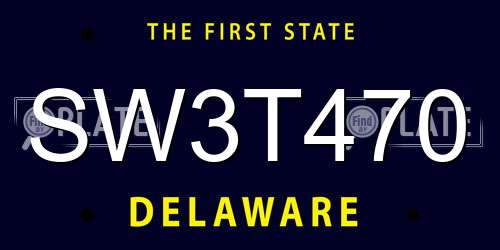SW3T470 Delaware License Plate