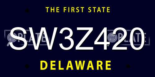 SW3Z420 Delaware License Plate