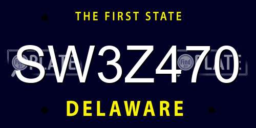 SW3Z470 Delaware License Plate