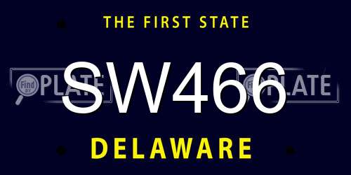 SW466 Delaware License Plate