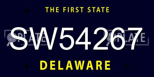 SW54267 Delaware License Plate