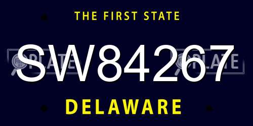 SW84267 Delaware License Plate