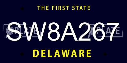 SW8A267 Delaware License Plate