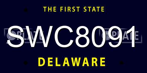 SWC8091 Delaware License Plate