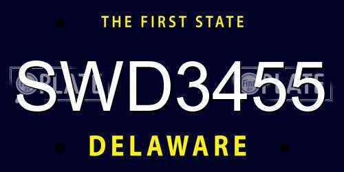 SWD3455 Delaware License Plate