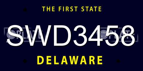 SWD3458 Delaware License Plate