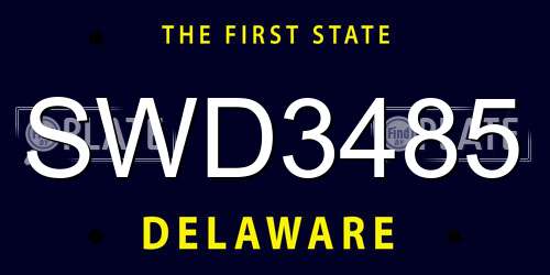 SWD3485 Delaware License Plate