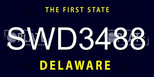 SWD3488 Delaware License Plate