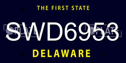 SWD6953 Delaware License Plate
