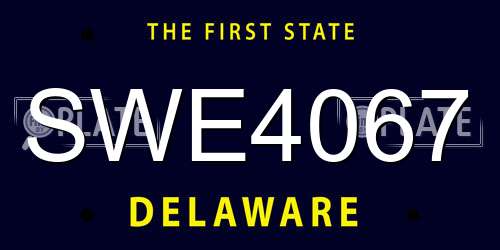 SWE4067 Delaware License Plate