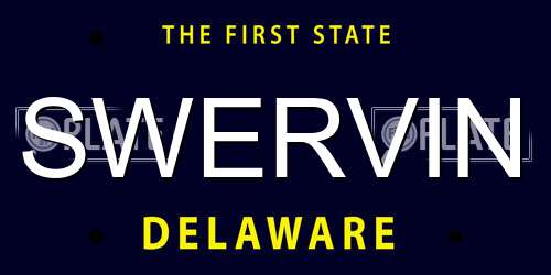 SWERVIN Delaware License Plate