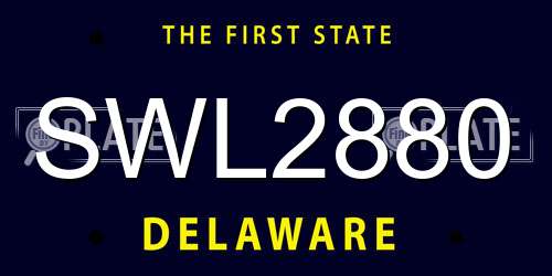 SWL2880 Delaware License Plate