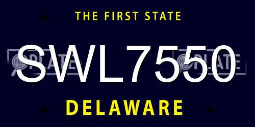 SWL7550 Delaware License Plate