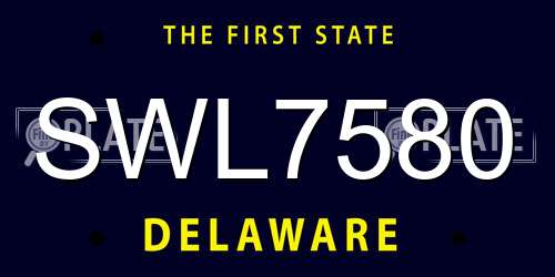 SWL7580 Delaware License Plate