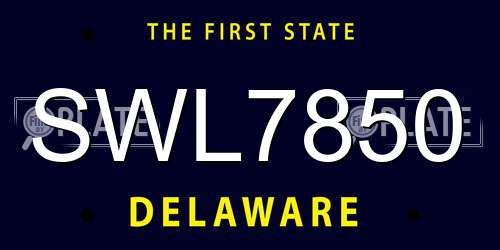 SWL7850 Delaware License Plate
