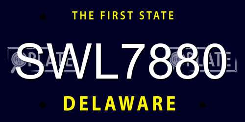 SWL7880 Delaware License Plate