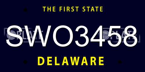SWO3458 Delaware License Plate