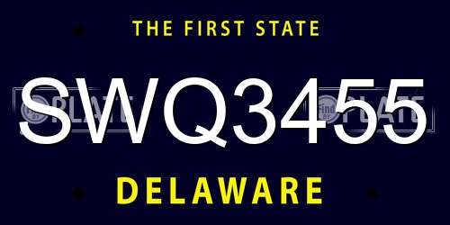 SWQ3455 Delaware License Plate