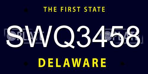 SWQ3458 Delaware License Plate