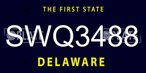 SWQ3488 Delaware License Plate