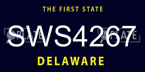 SWS4267 Delaware License Plate
