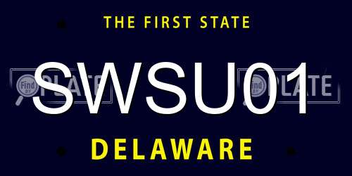 SWSU01 Delaware License Plate