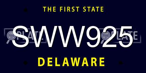 SWW925 Delaware License Plate