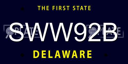 SWW92B Delaware License Plate