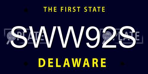 SWW92S Delaware License Plate