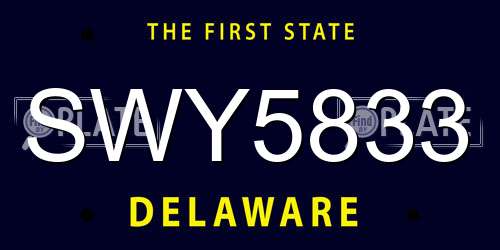 SWY5833 Delaware License Plate
