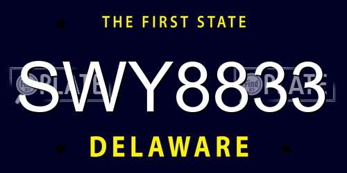 SWY8833 Delaware License Plate