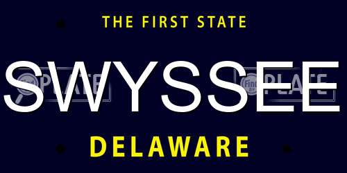 SWYSSEE Delaware License Plate